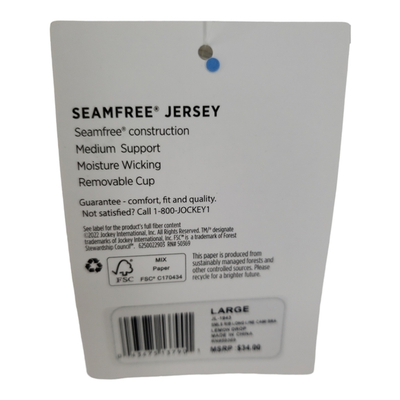 Jockey NWT Seamfree Jersey Bra Size Large in Lemon Drop Yellow Retail $34 - Picture 5 of 6